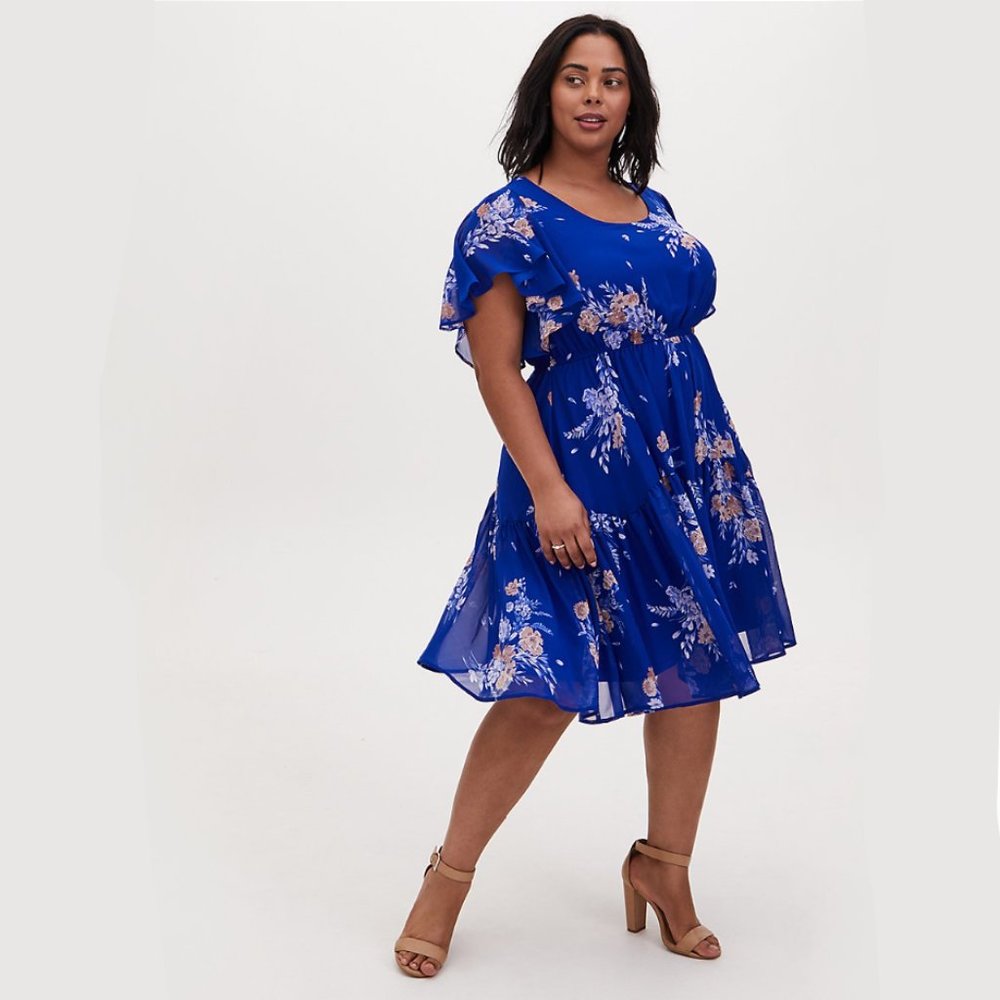 TORRID MINI CHIFFON RUFFLE HEM SKATER DRESS